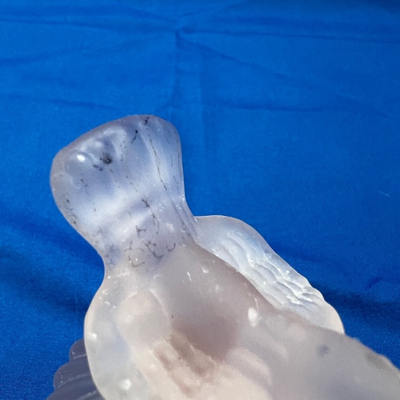 Vintage pink frosted Glass Perfume Bottle Bird Stopper Vanity - Picture 2 of 8